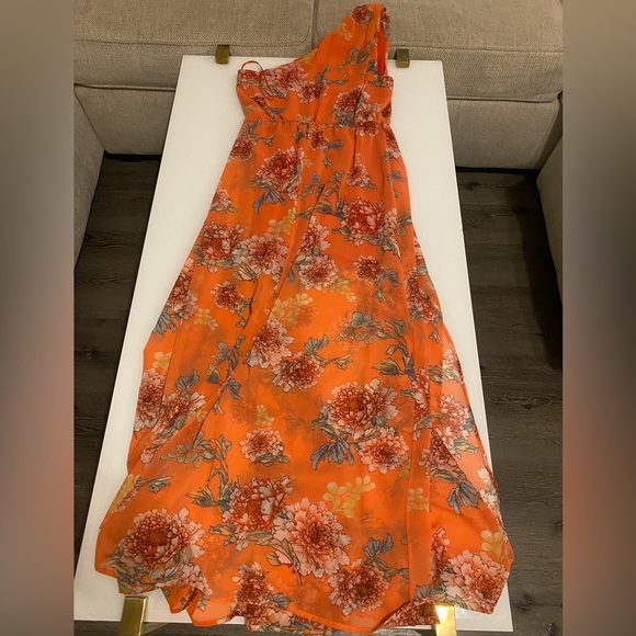 orange floral maxi dress - Picture 3 of 7